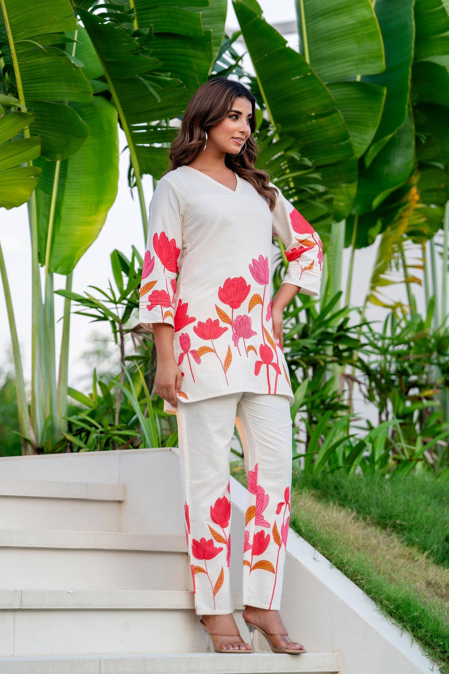 Radiant Bloom Ivory Cotton Flex Co-ord Set