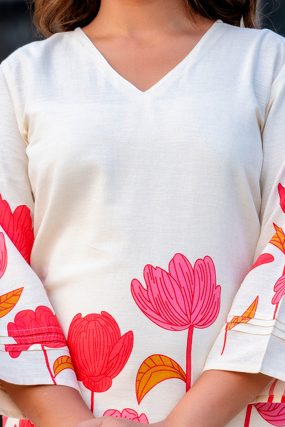 Radiant Bloom Ivory Cotton Flex Co-ord Set