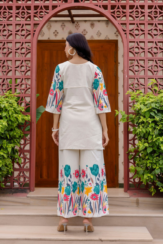 IvoryFlex Off-White Cotton Flex Co-ord Set
