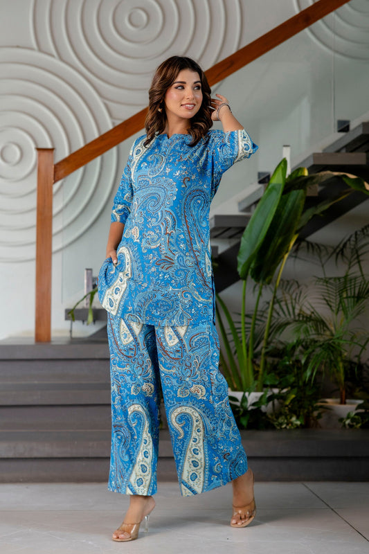 Slate Blue Cotton Co-ord Set