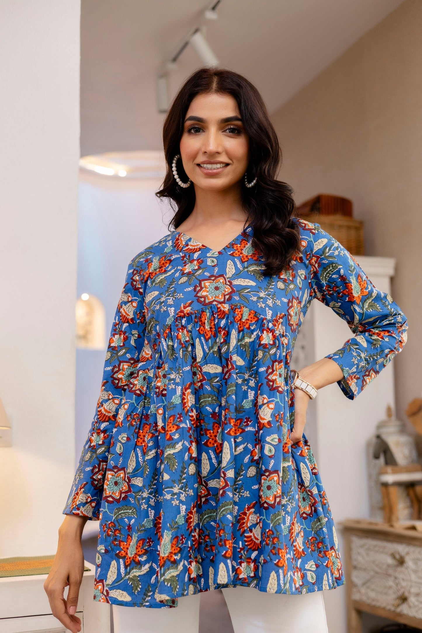 Blue Petal Grove Cotton Top