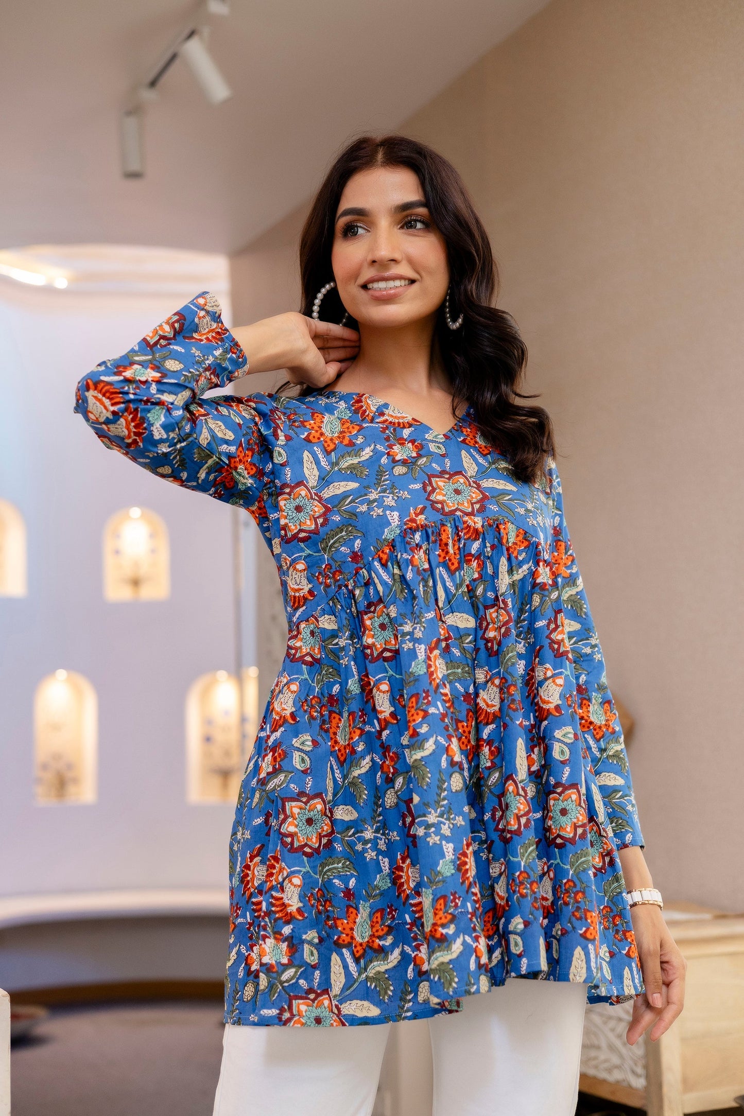 Blue Petal Grove Cotton Top