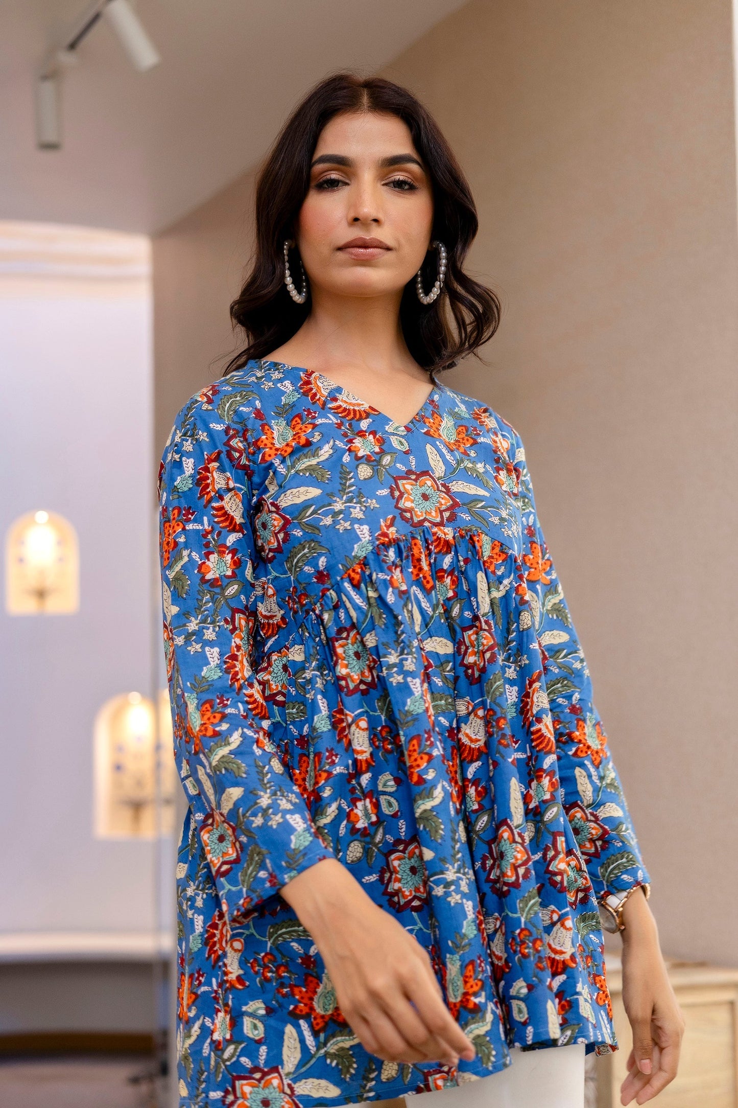 Blue Petal Grove Cotton Top