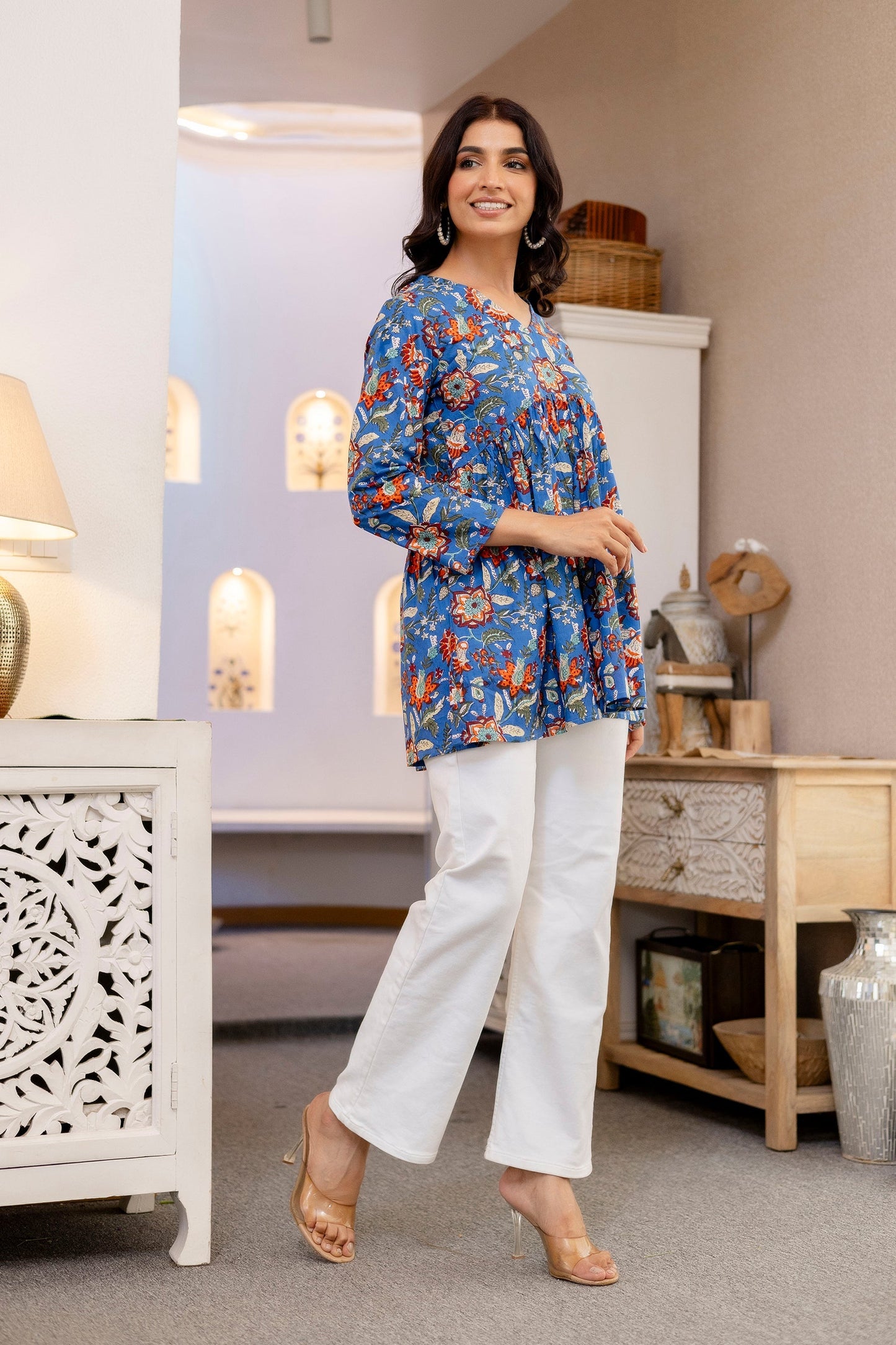 Blue Petal Grove Cotton Top