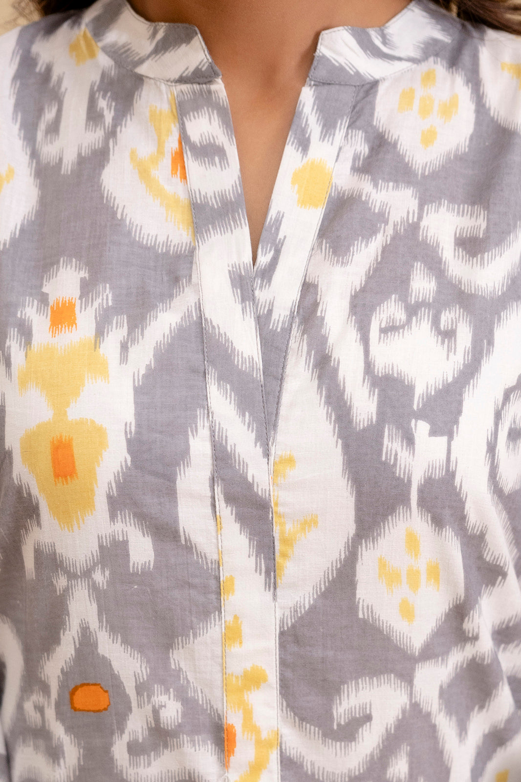 Ashen Glow Ikat Cotton Top