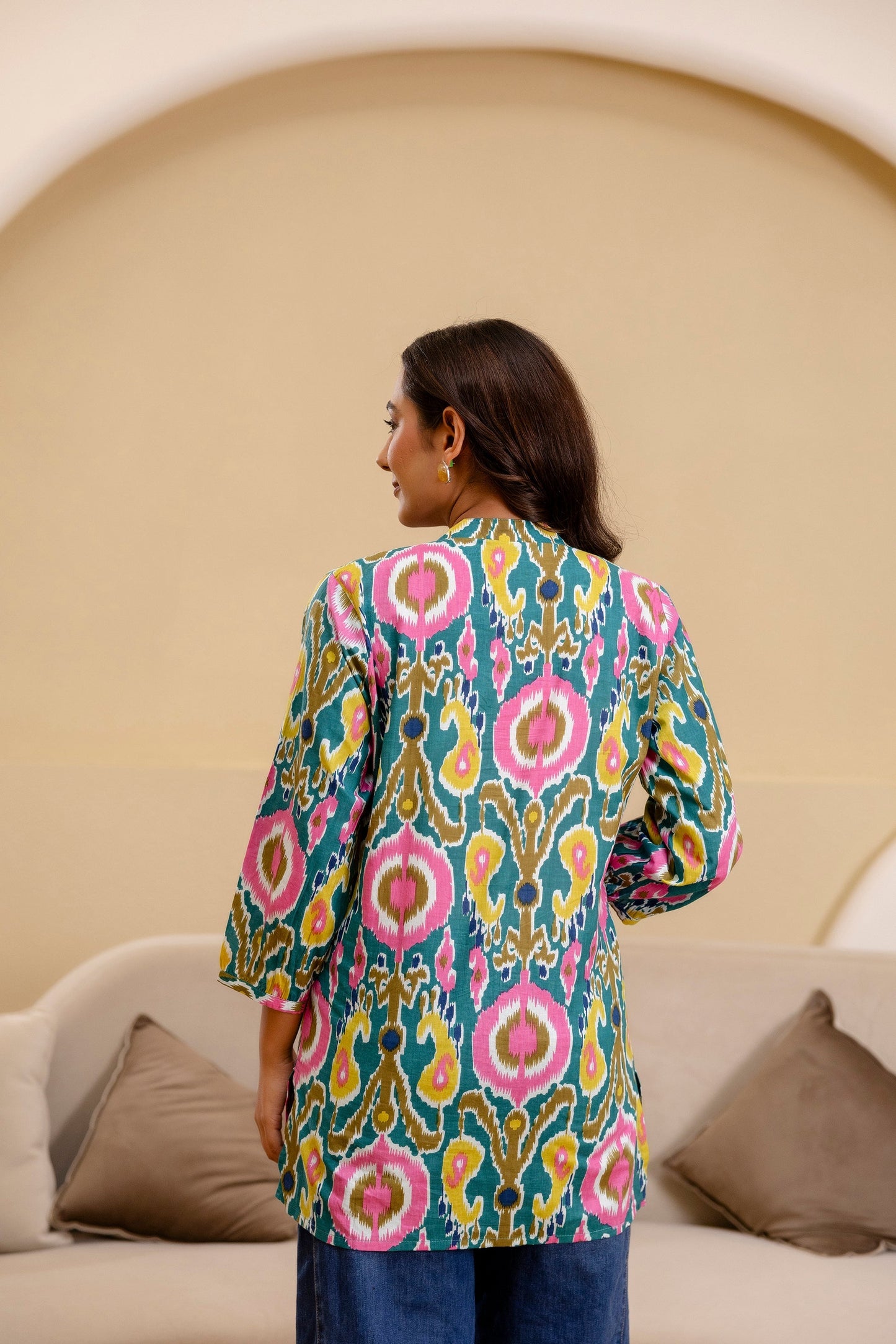Carnival Bloom Ikat Cotton Top