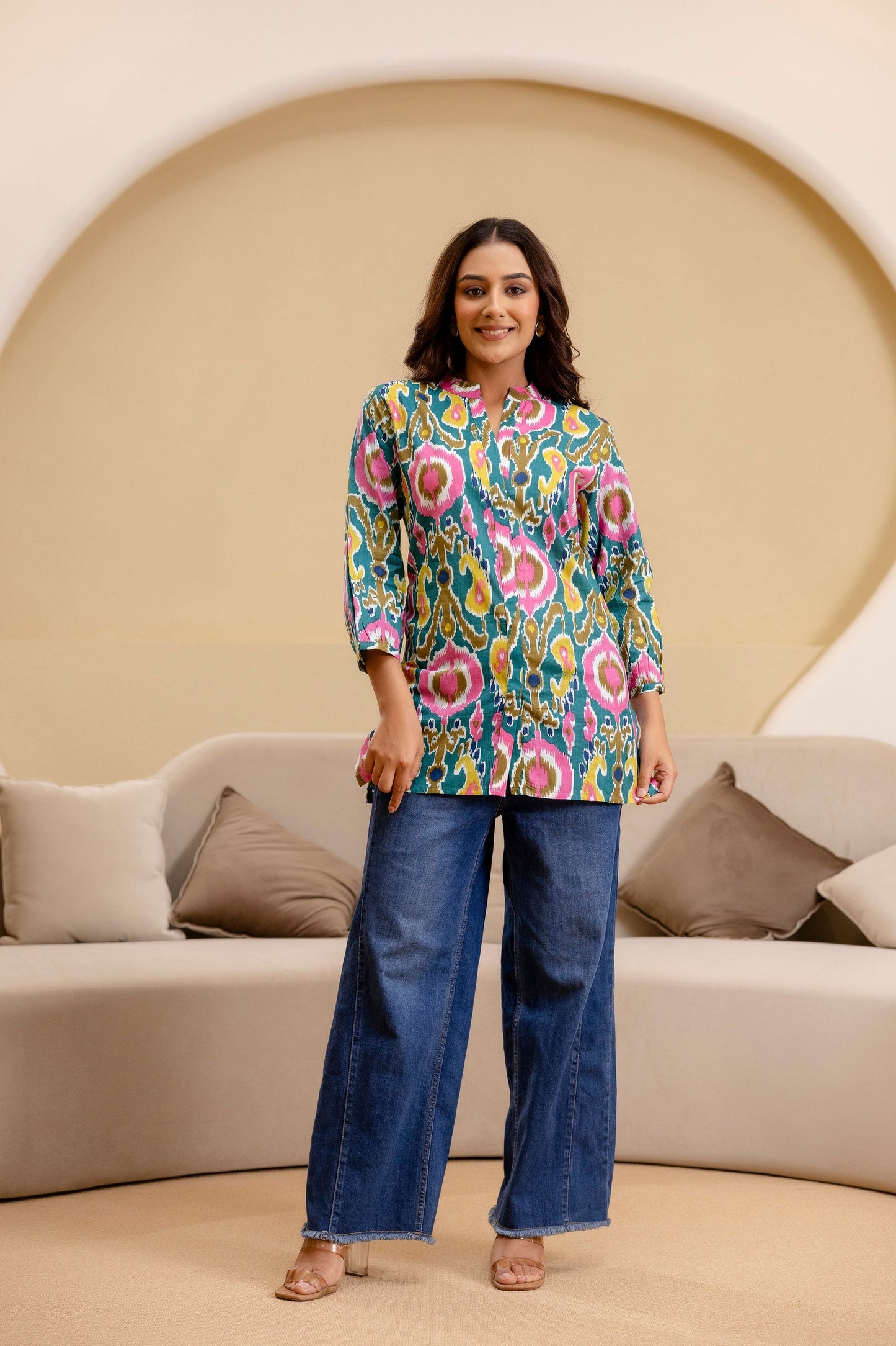 Carnival Bloom Ikat Cotton Top