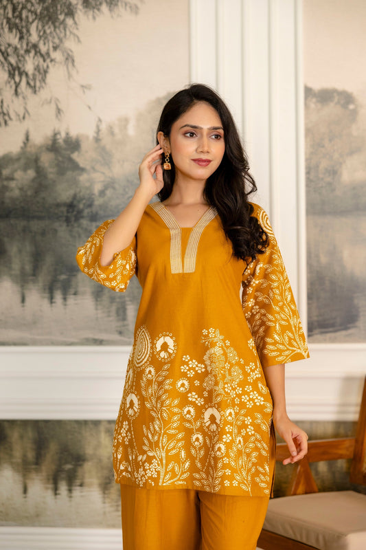 Sunspice Mustard Botanical Cotton Flex Co-ord Set