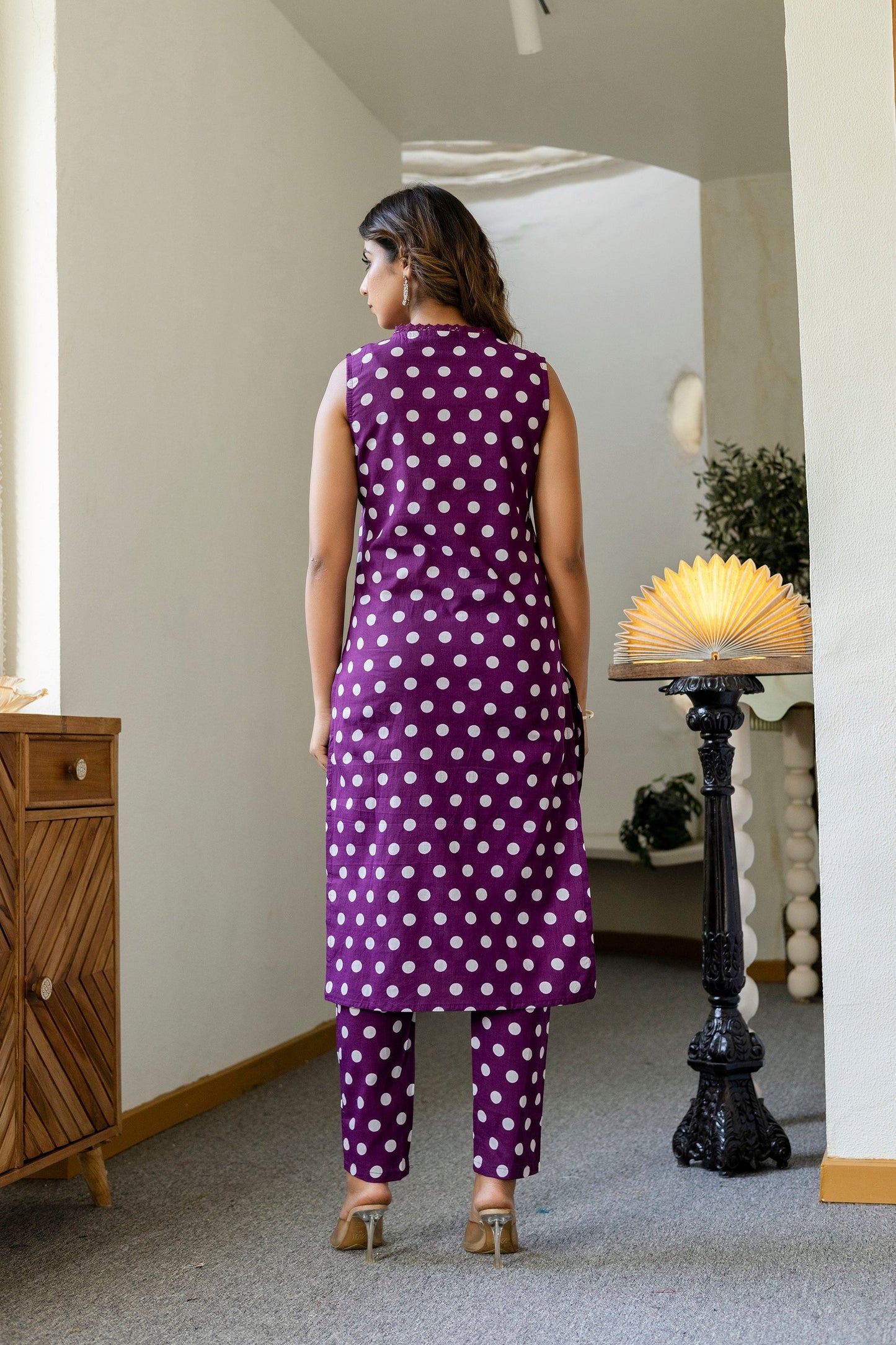 Purple Dotty Cotton Dupatta Set
