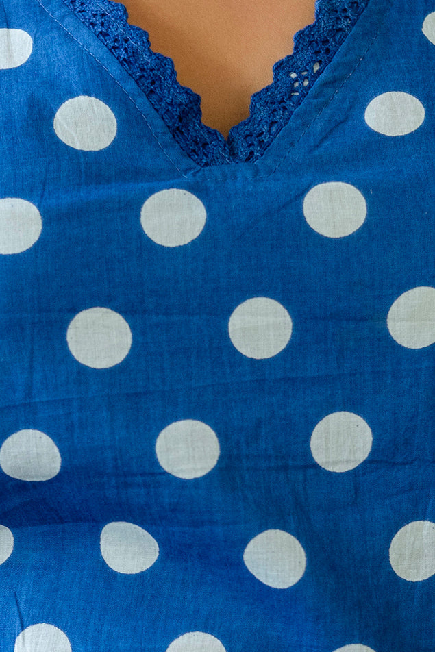 Blue Dotty Cotton Dupatta Set