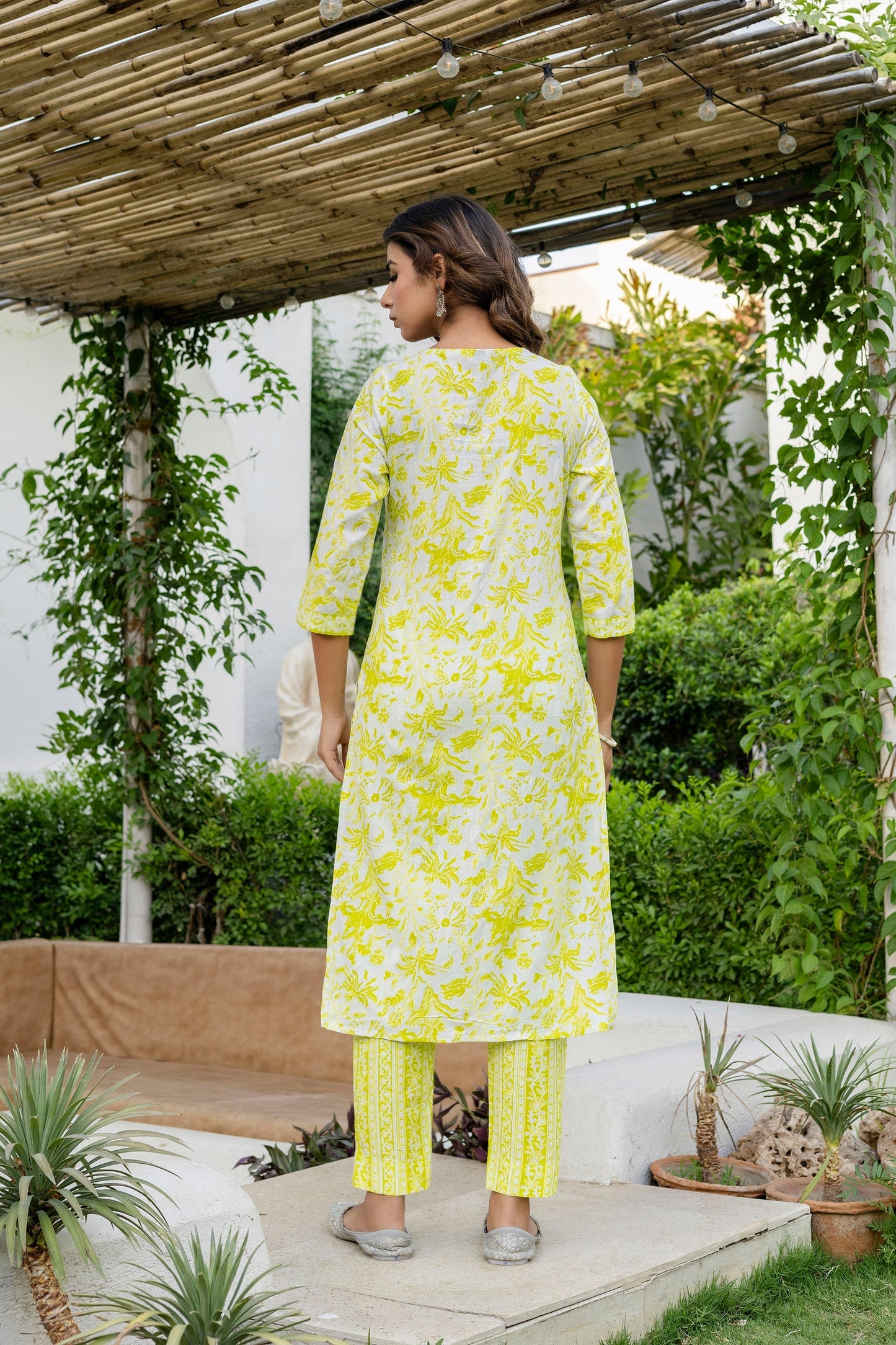 Lemon Yellow Cotton Dupatta Set
