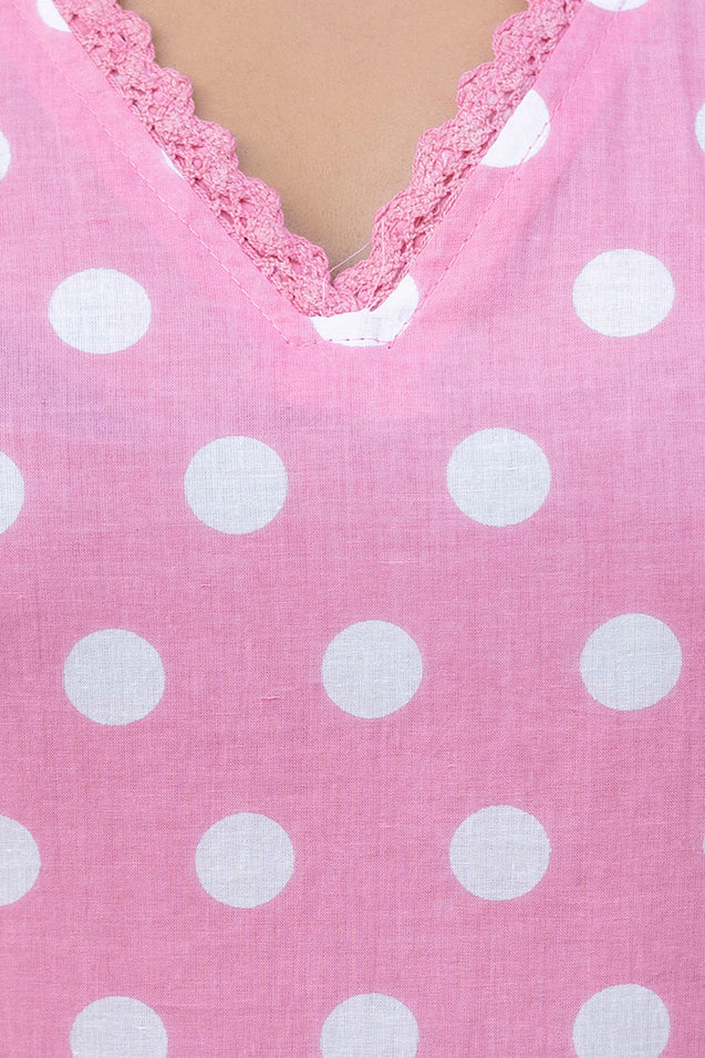 Pink Dotty Cotton Dupatta Set