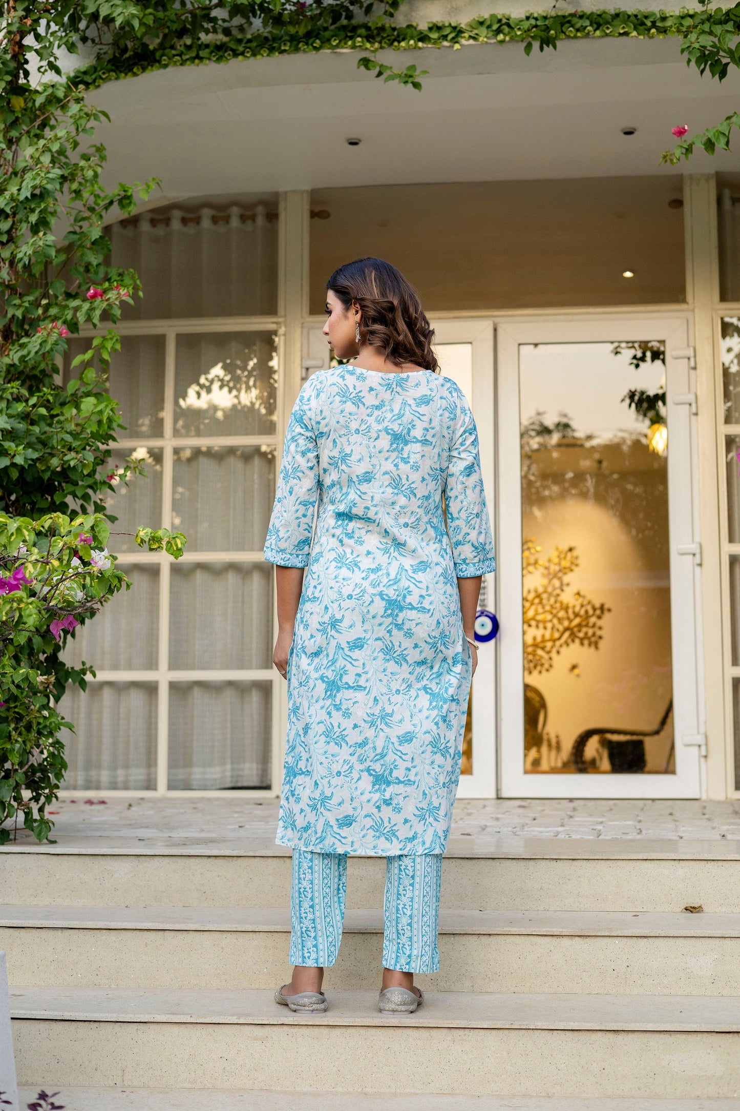 Sapphire Blue Cotton Dupatta Set
