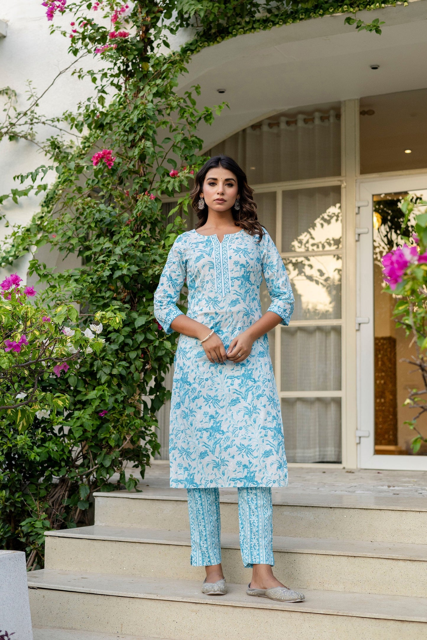 Sapphire Blue Cotton Dupatta Set