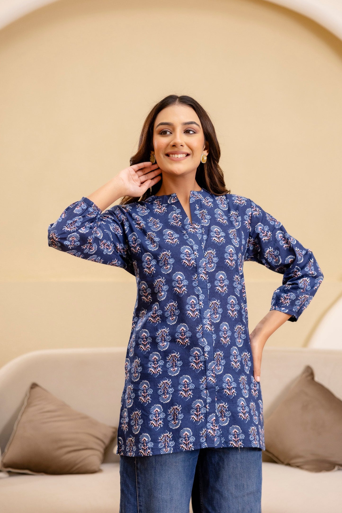 Nocturne Charm Cotton Printed Top