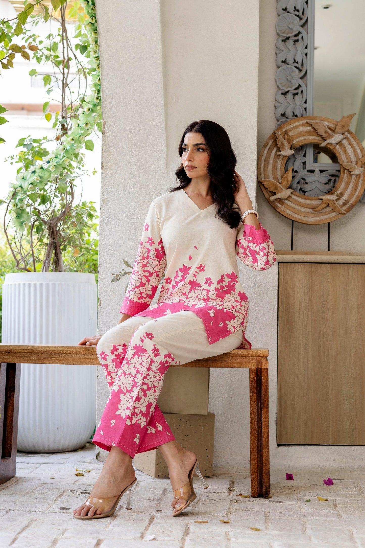 Frost Veil Off-White Cotton Flex Co-ord Set