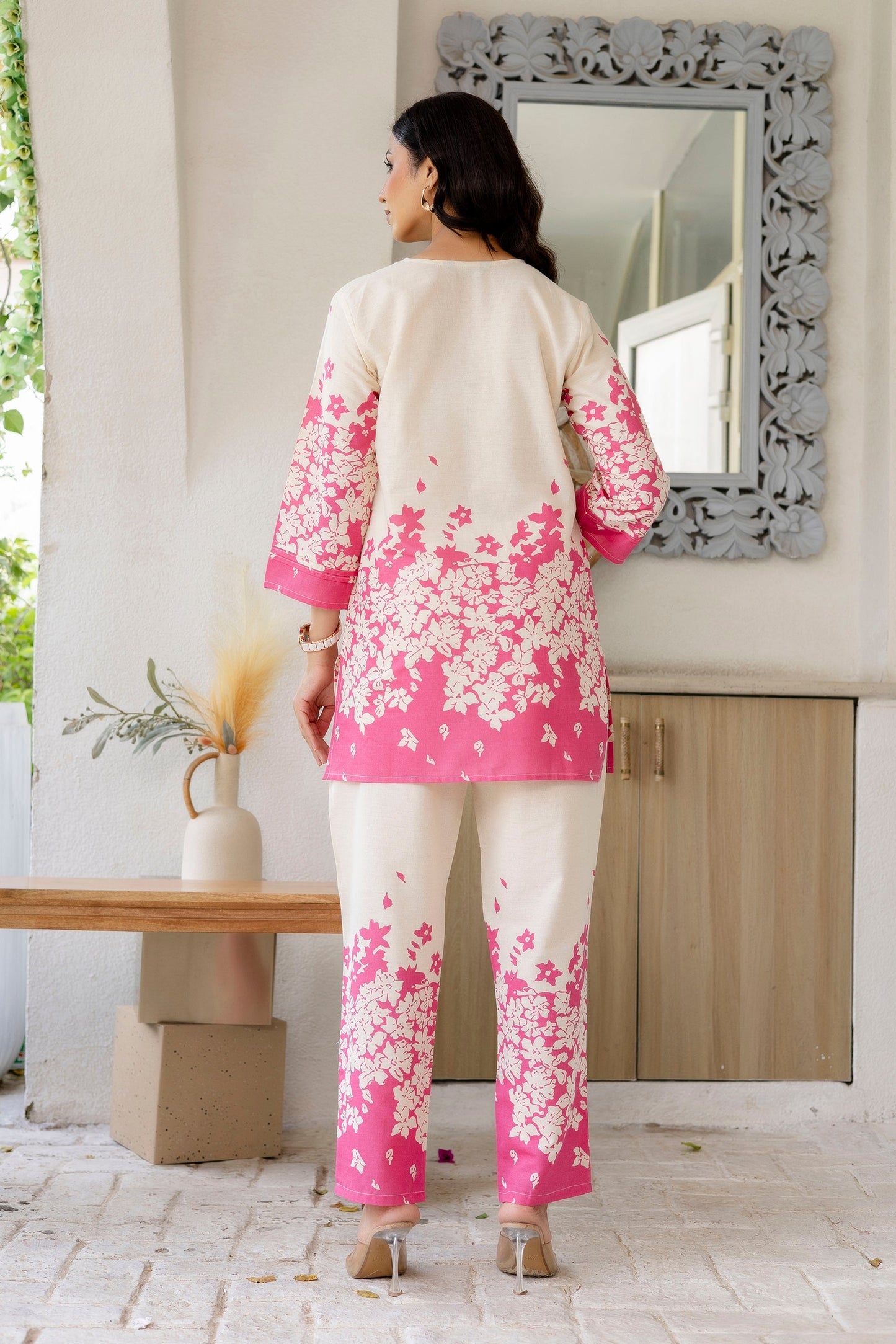 Frost Veil Off-White Cotton Flex Co-ord Set
