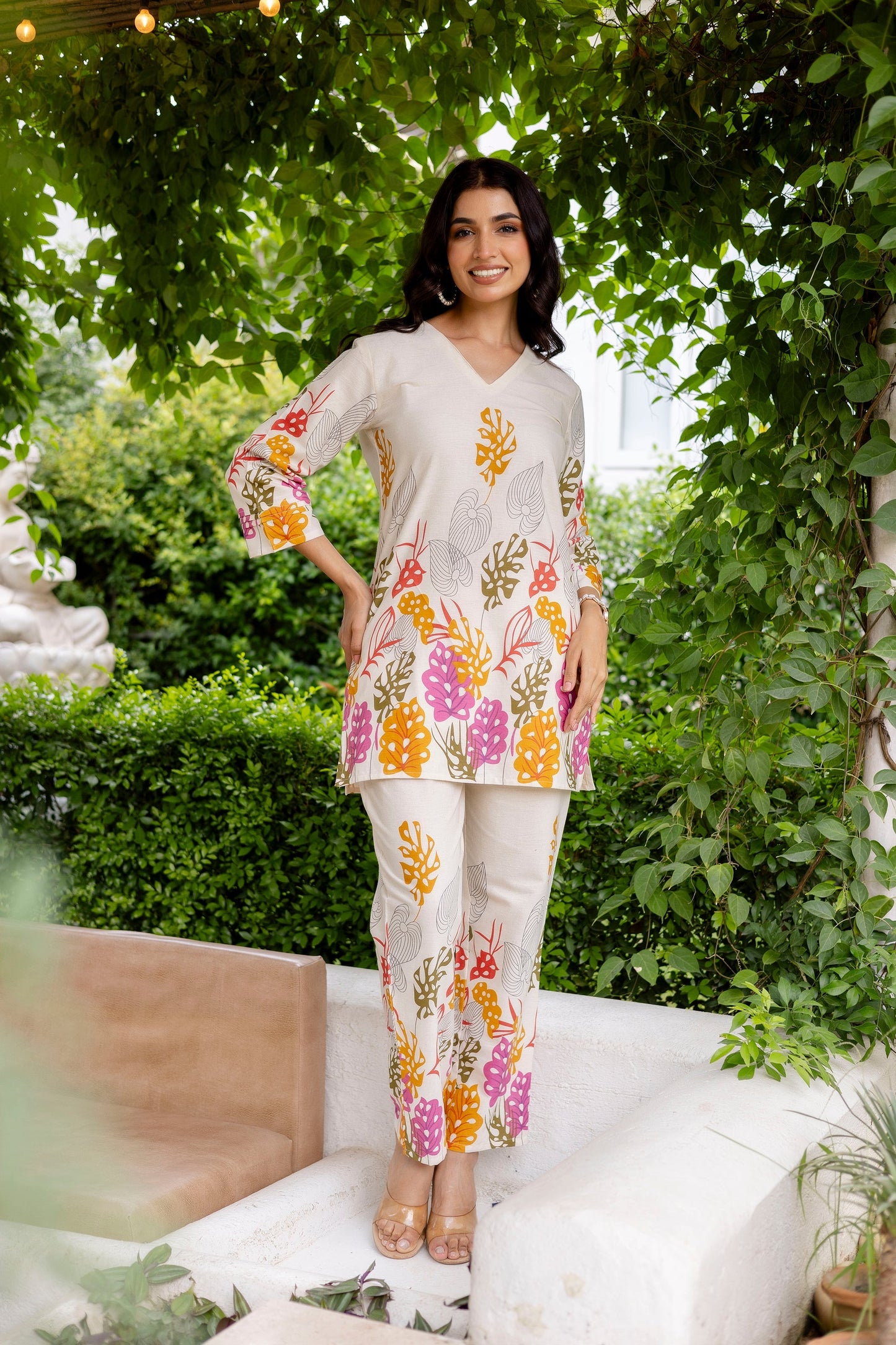Oyster Calm Off-White Cotton Flex Co-ord Set