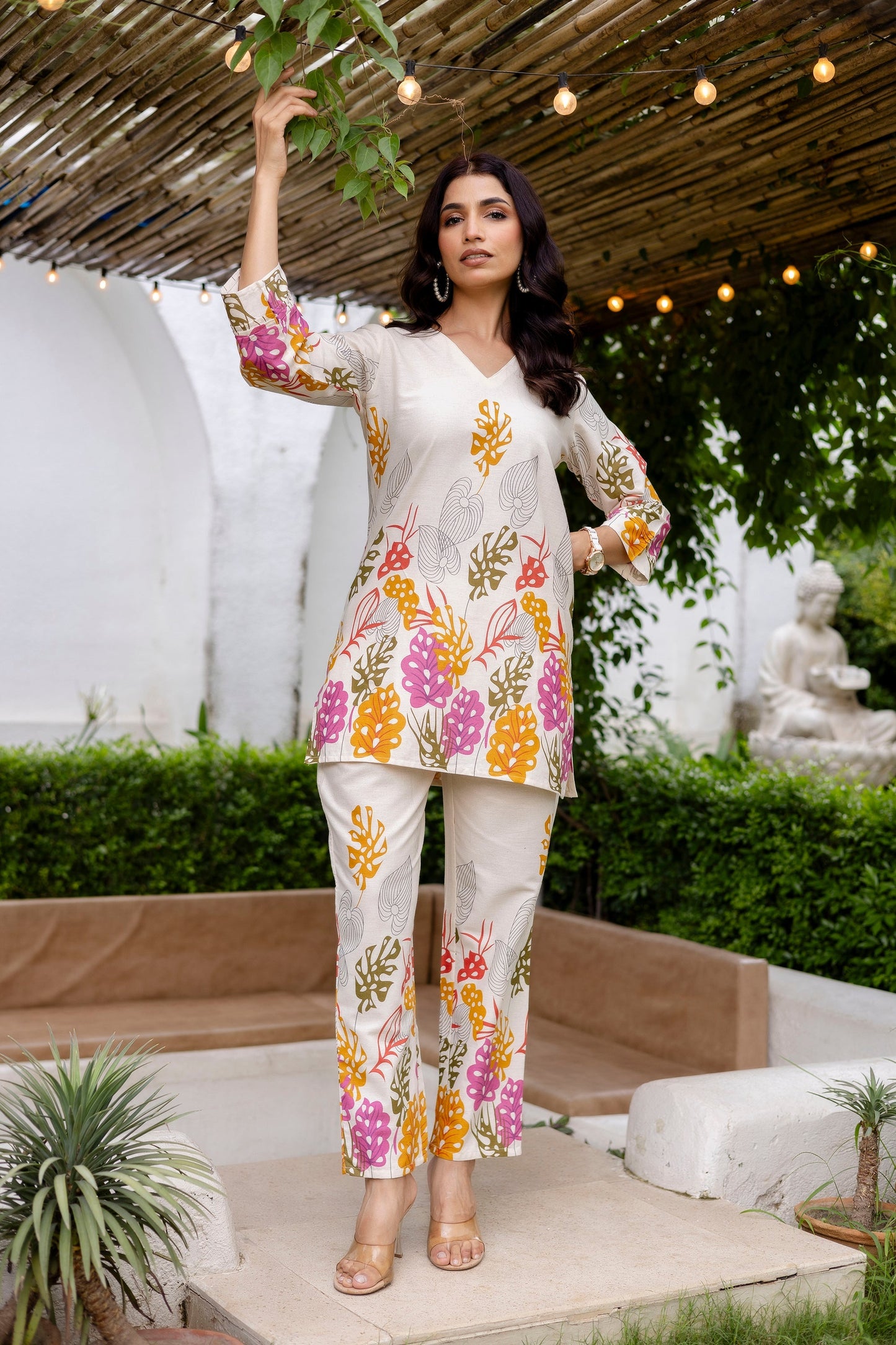 Oyster Calm Off-White Cotton Flex Co-ord Set
