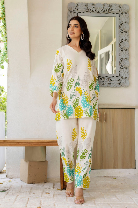 Porcelain Drift Off-White Cotton Flex Co-ord Set
