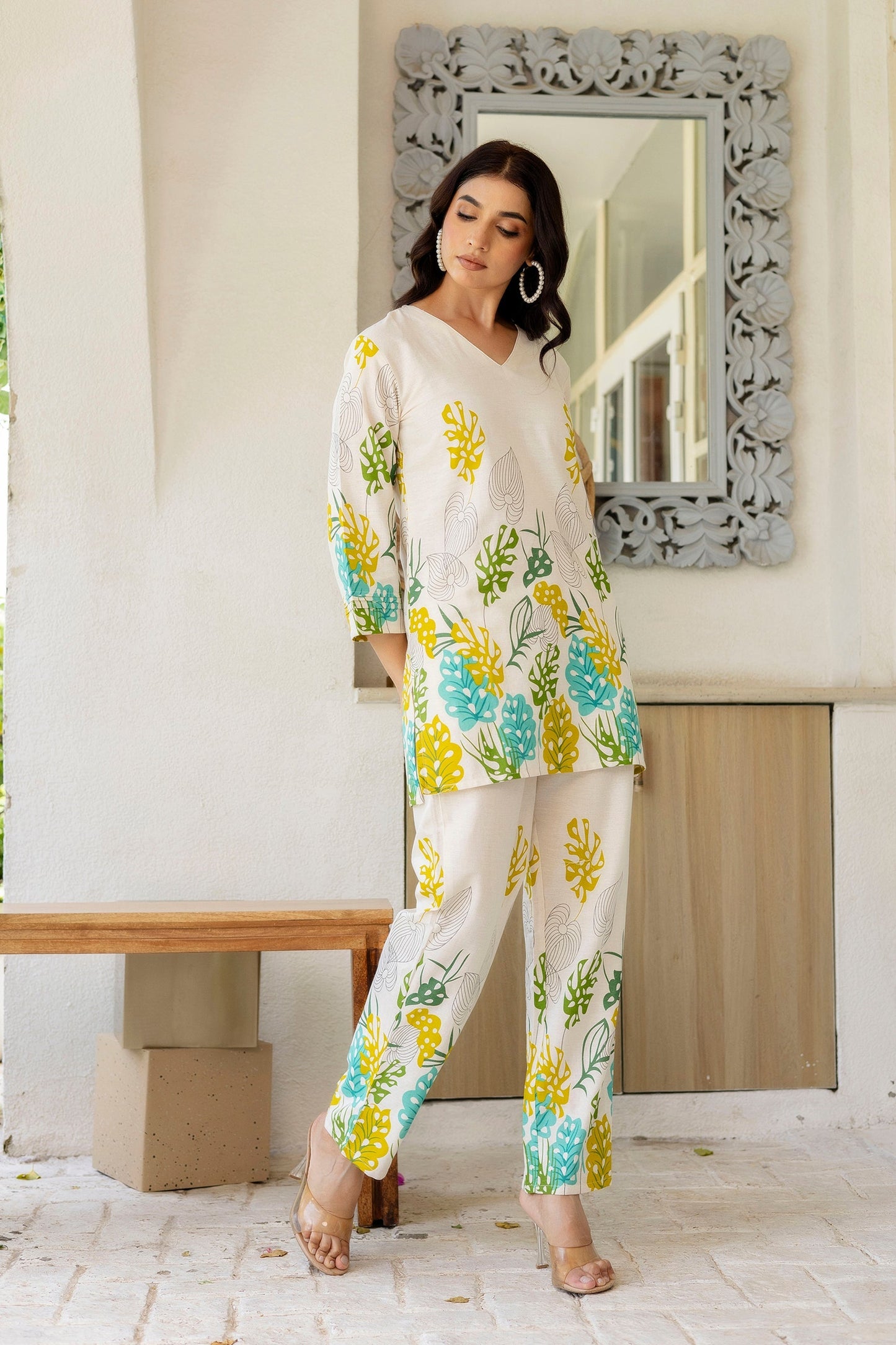Porcelain Drift Off-White Cotton Flex Co-ord Set