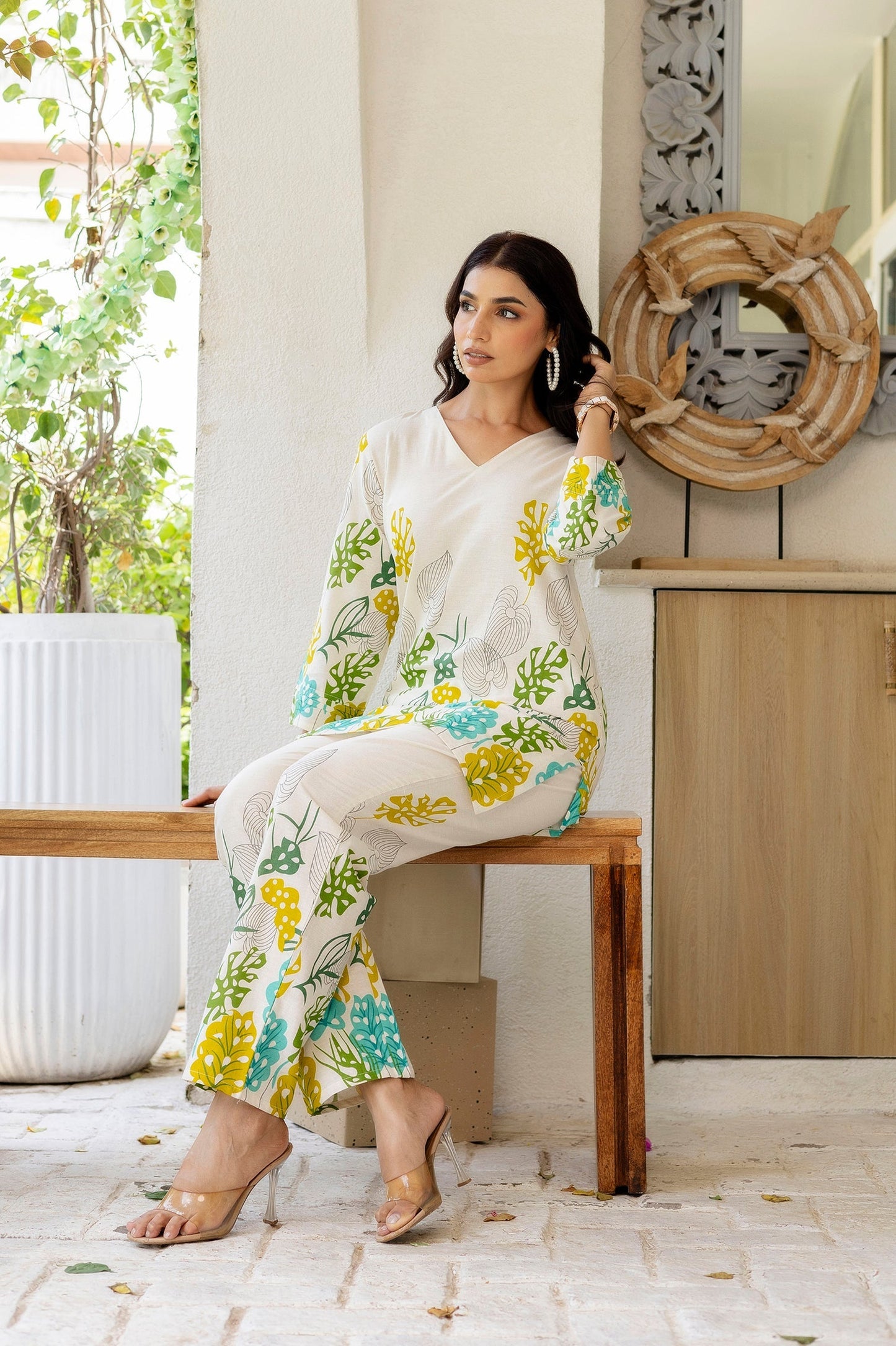 Porcelain Drift Off-White Cotton Flex Co-ord Set