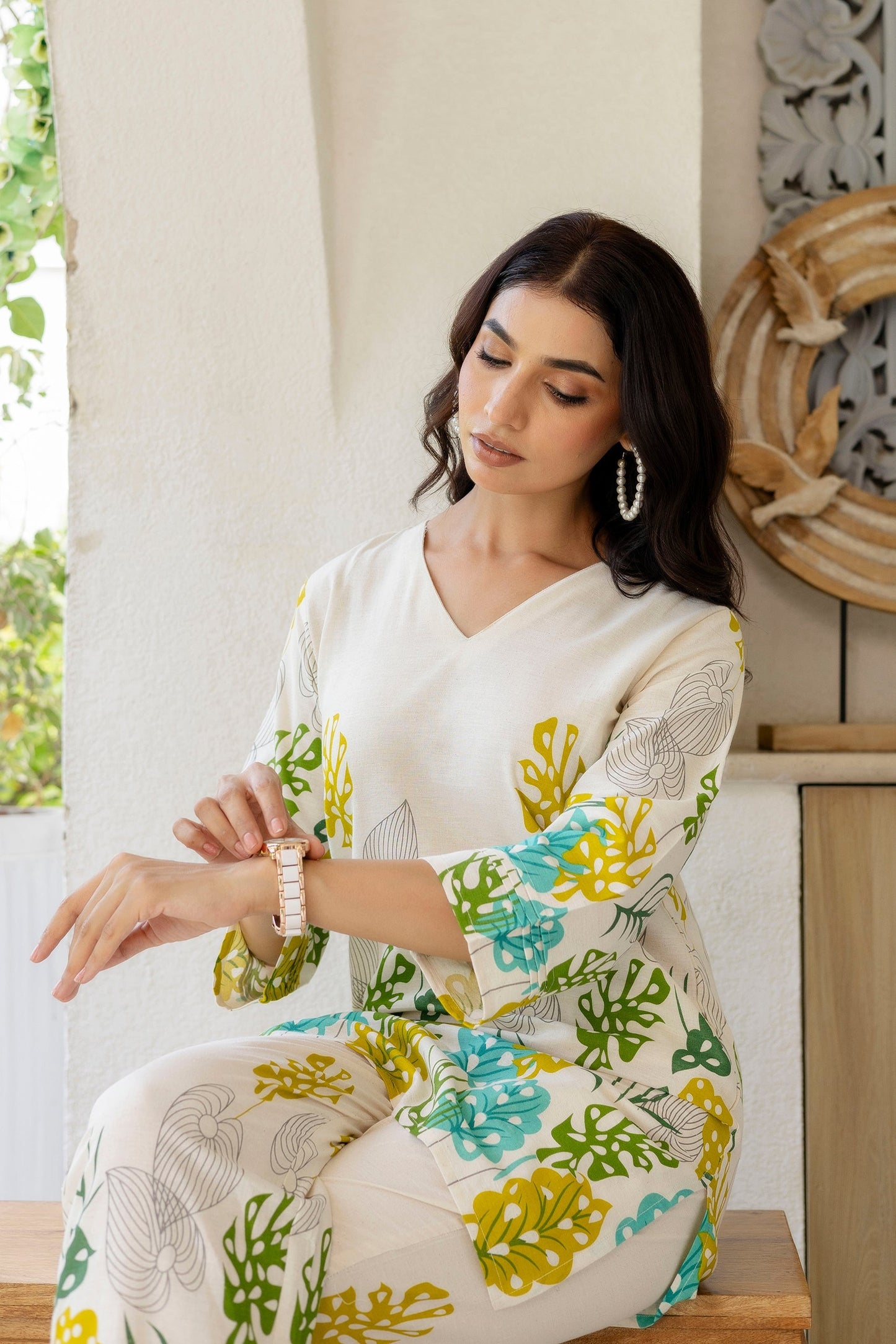 Porcelain Drift Off-White Cotton Flex Co-ord Set