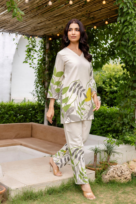 Frost Shell Off-White Cotton Flex Co-ord Set
